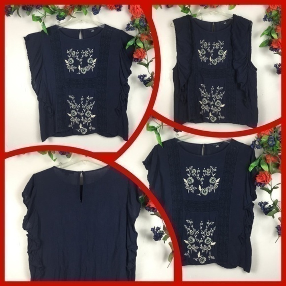 Like New 🦅 AMERICAN EAGLE AE Navy Flowy Tank Top Top Shirt Blouse Size Large